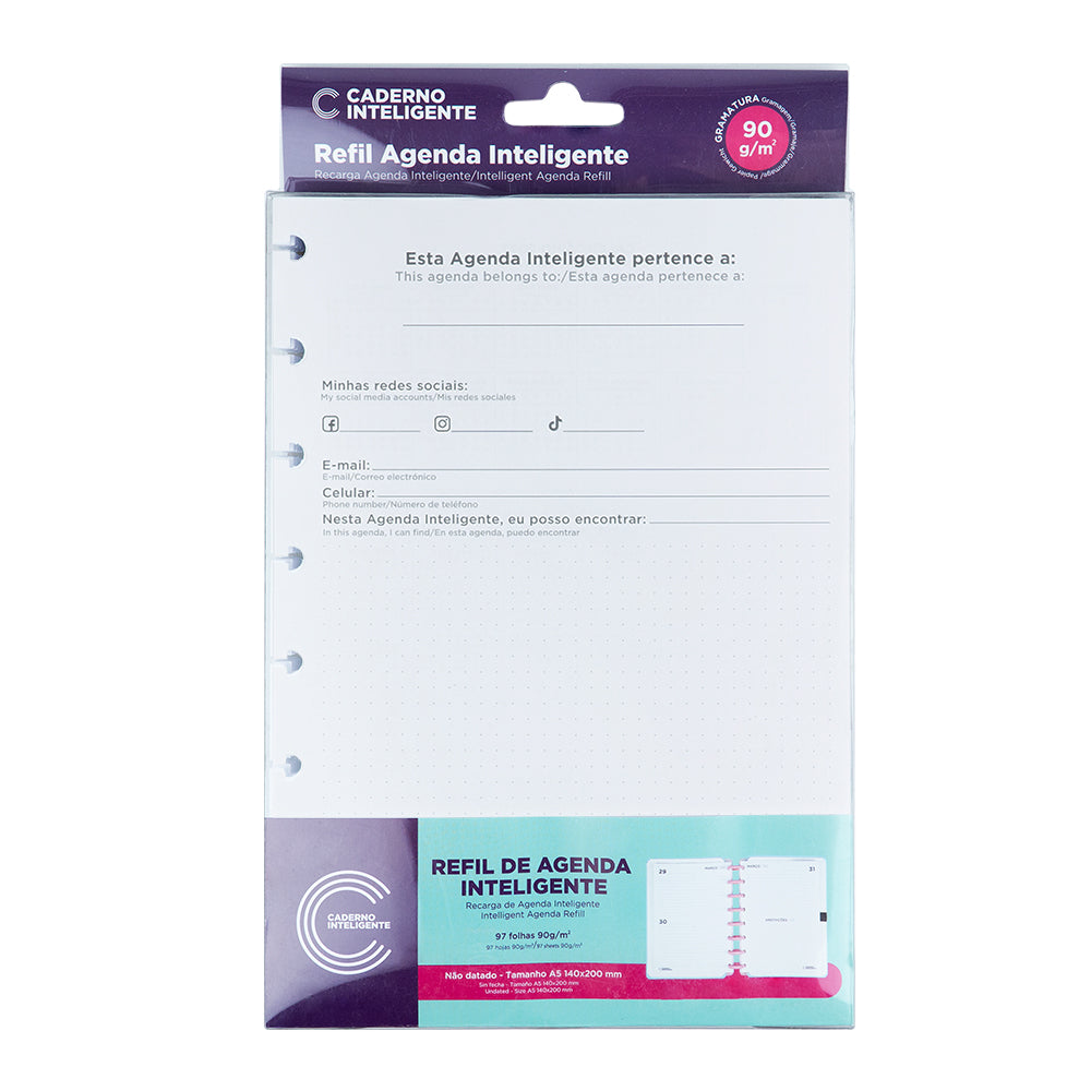 Pacote do Refil Agenda Inteligente.