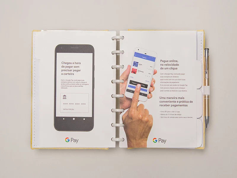 Folhas de explicação sobreo Google Pay.