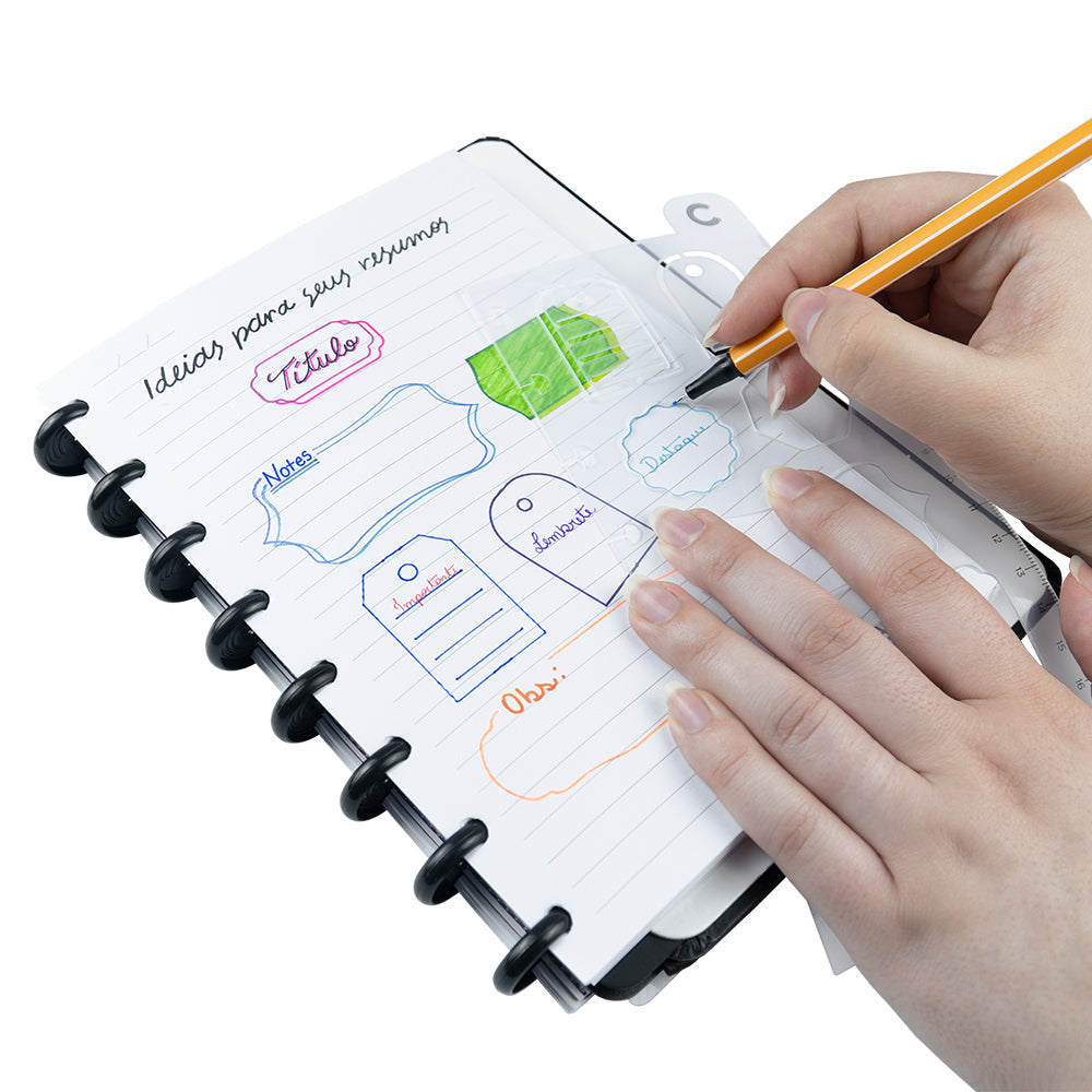 Brinde Régua Stencil Criativa Caderno Inteligente ®