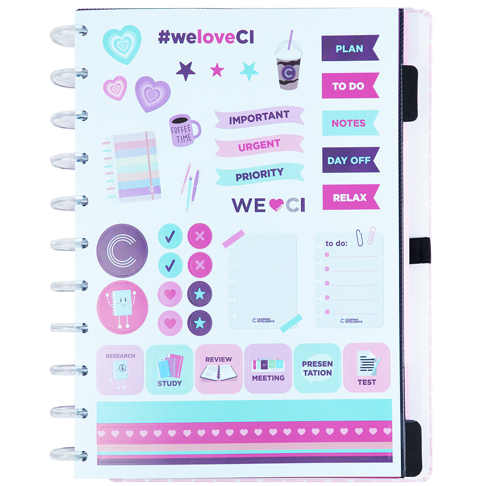 CADERNO ICE PINK - Folhas ROSA com LINHAS BRANCAS Caderno Inteligente ®