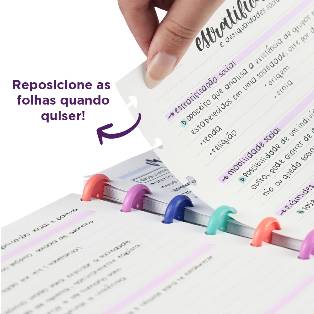 CADERNO ICE PINK - Folhas ROSA com LINHAS BRANCAS Caderno Inteligente ®