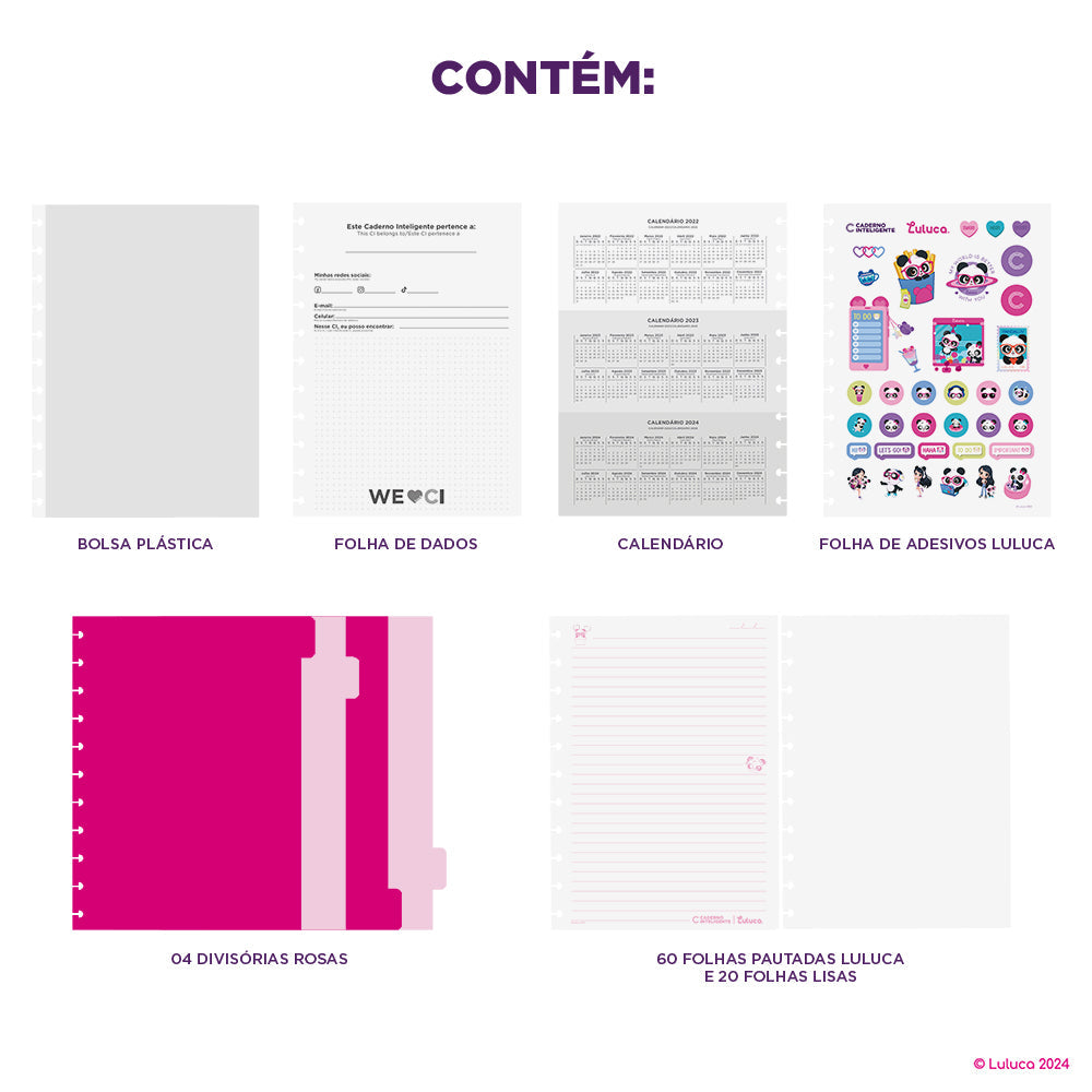 CADERNO PANDALU GLOW BY LULUCA (Cópia) Caderno Inteligente ®