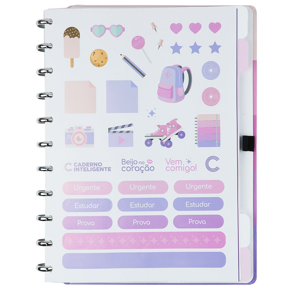 Folha de adesivos do Caderno by Cacau.