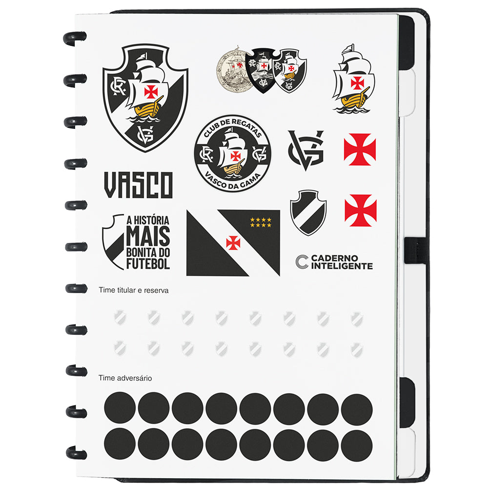 Folha de adesivos do Caderno Inteligente do Vasco, tamanho grande.