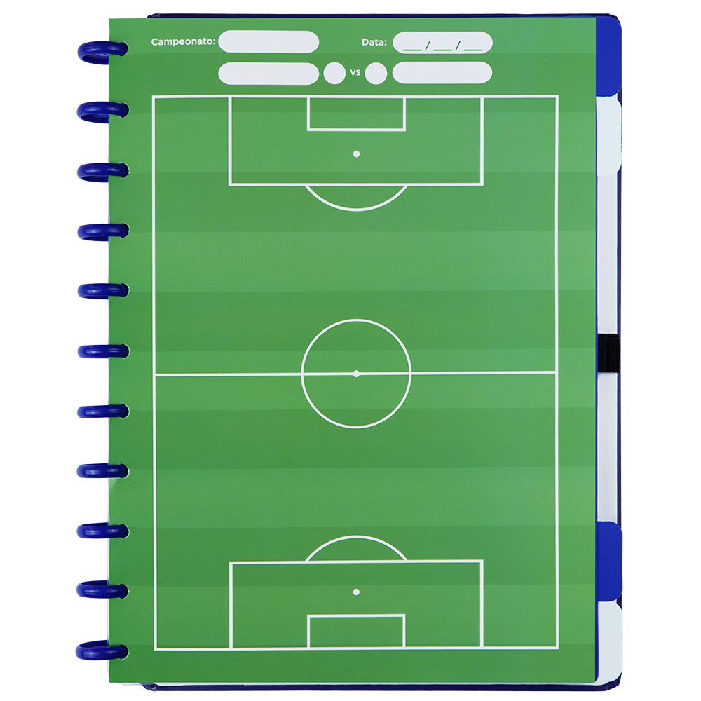 Caderno Cruzeiro Grande, folha de separação, com o desenho de um campo de futebol.