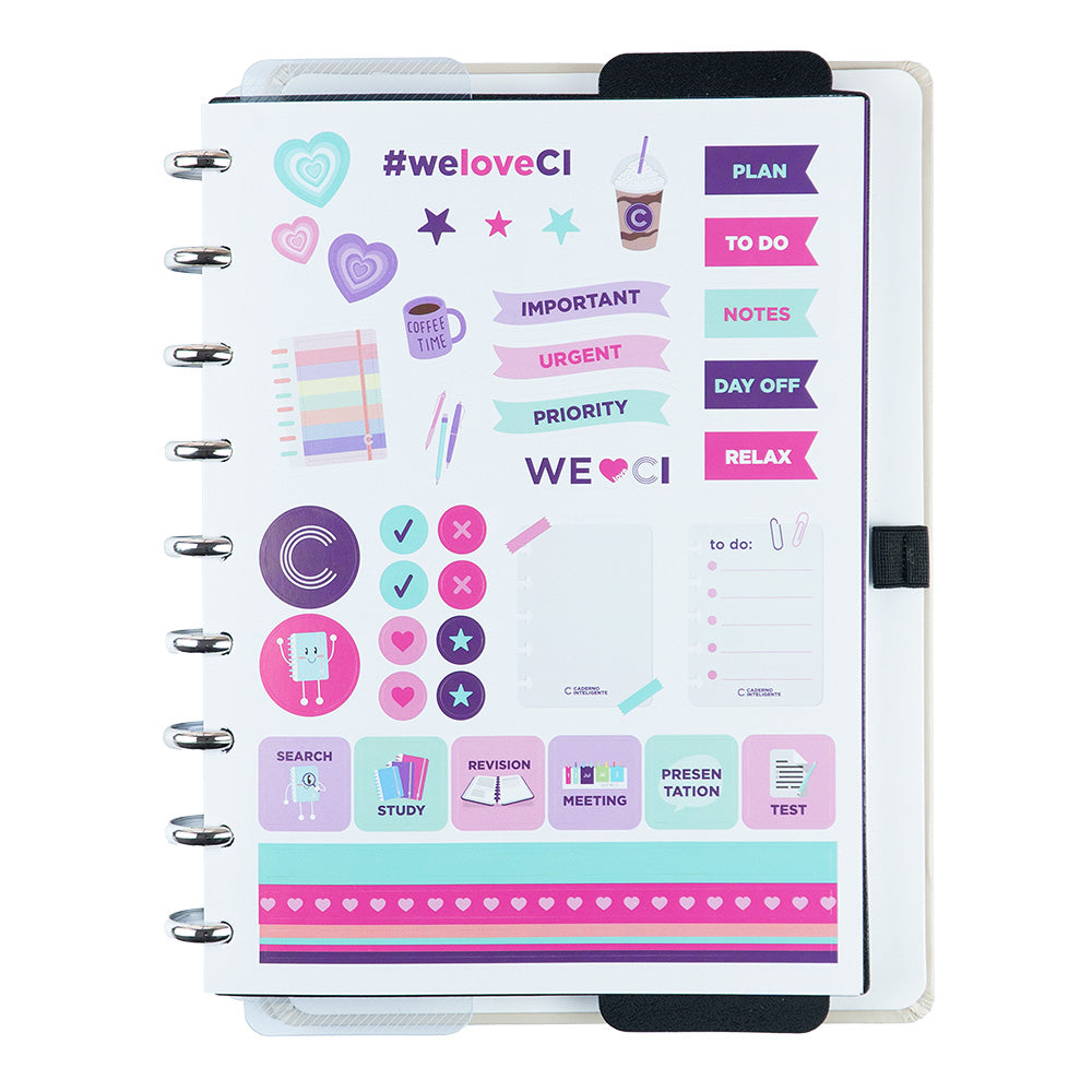 Folha de adesivos do Caderno Latte, tamanho médio.