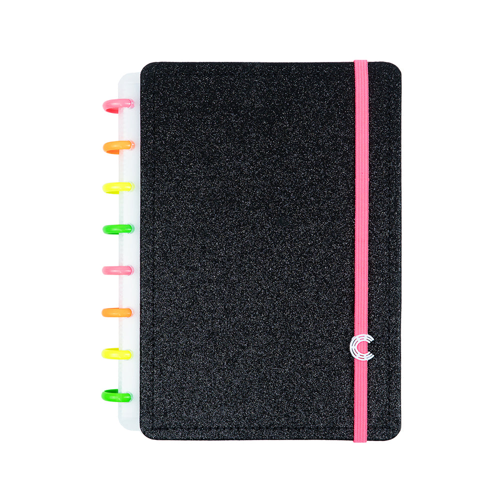 CADERNO LETS GLITTER NEON BLACK
