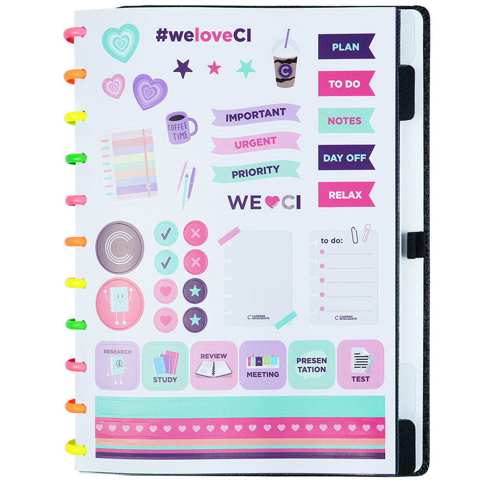 CADERNO LETS GLITTER NEON BLACK