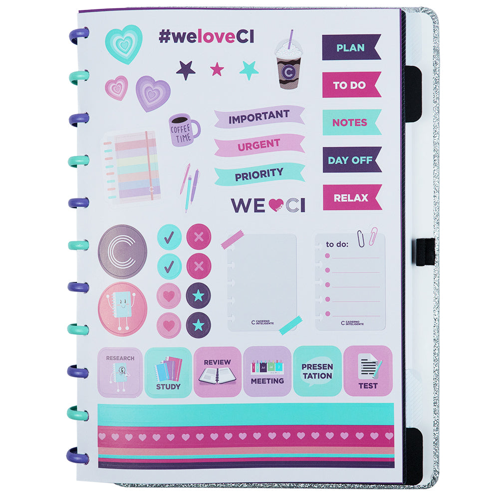 CADERNO LETS GLITTER SILVER 2.0