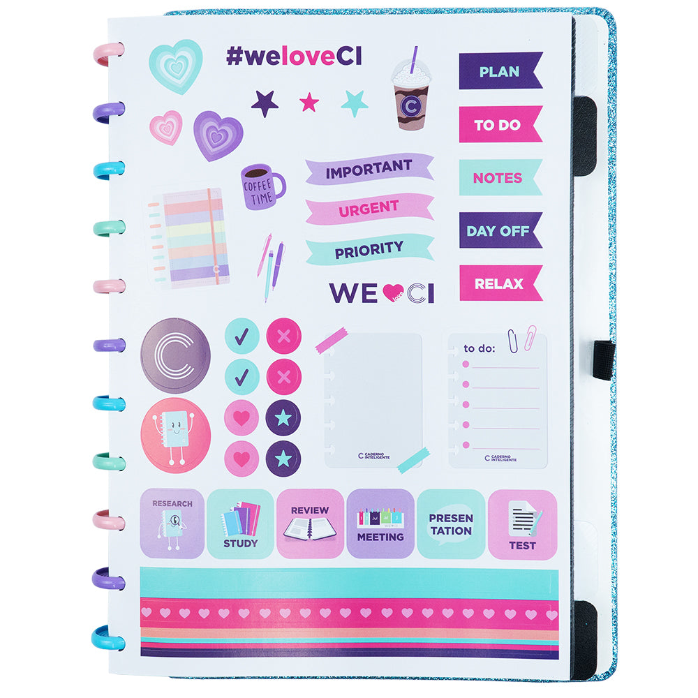 CADERNO LETS GLITTER OCEAN BLUE