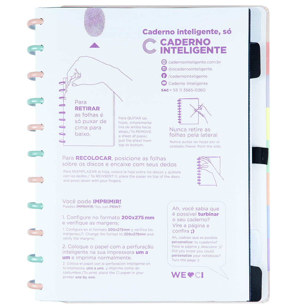 Caderno Inteligente Arco-Íris Pastel