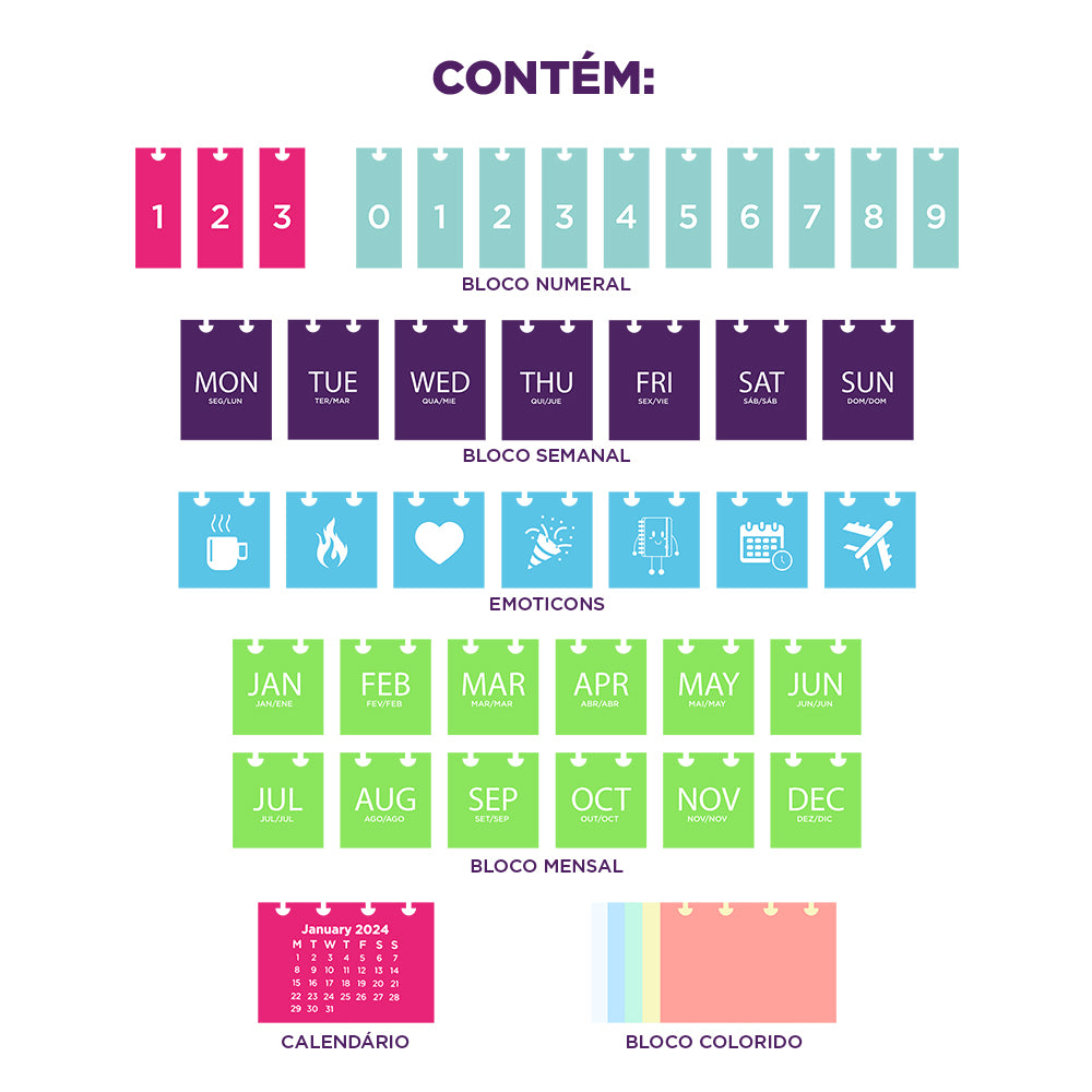 Conteúdo dos calendários.