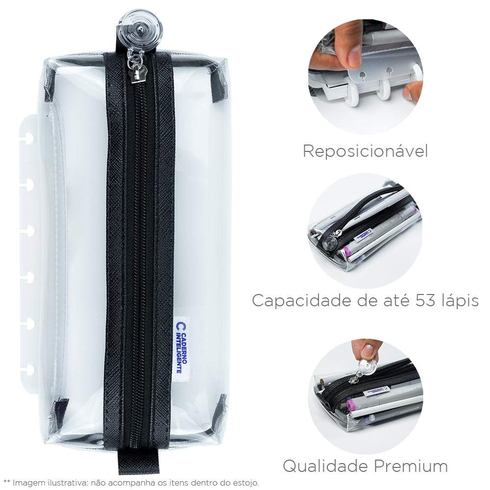 Reposicionável, capacidade de até 53 lápis, qualidade premium.