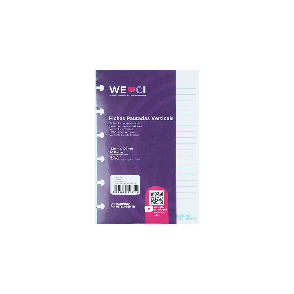 Pacote das fichas pautadas verticais.