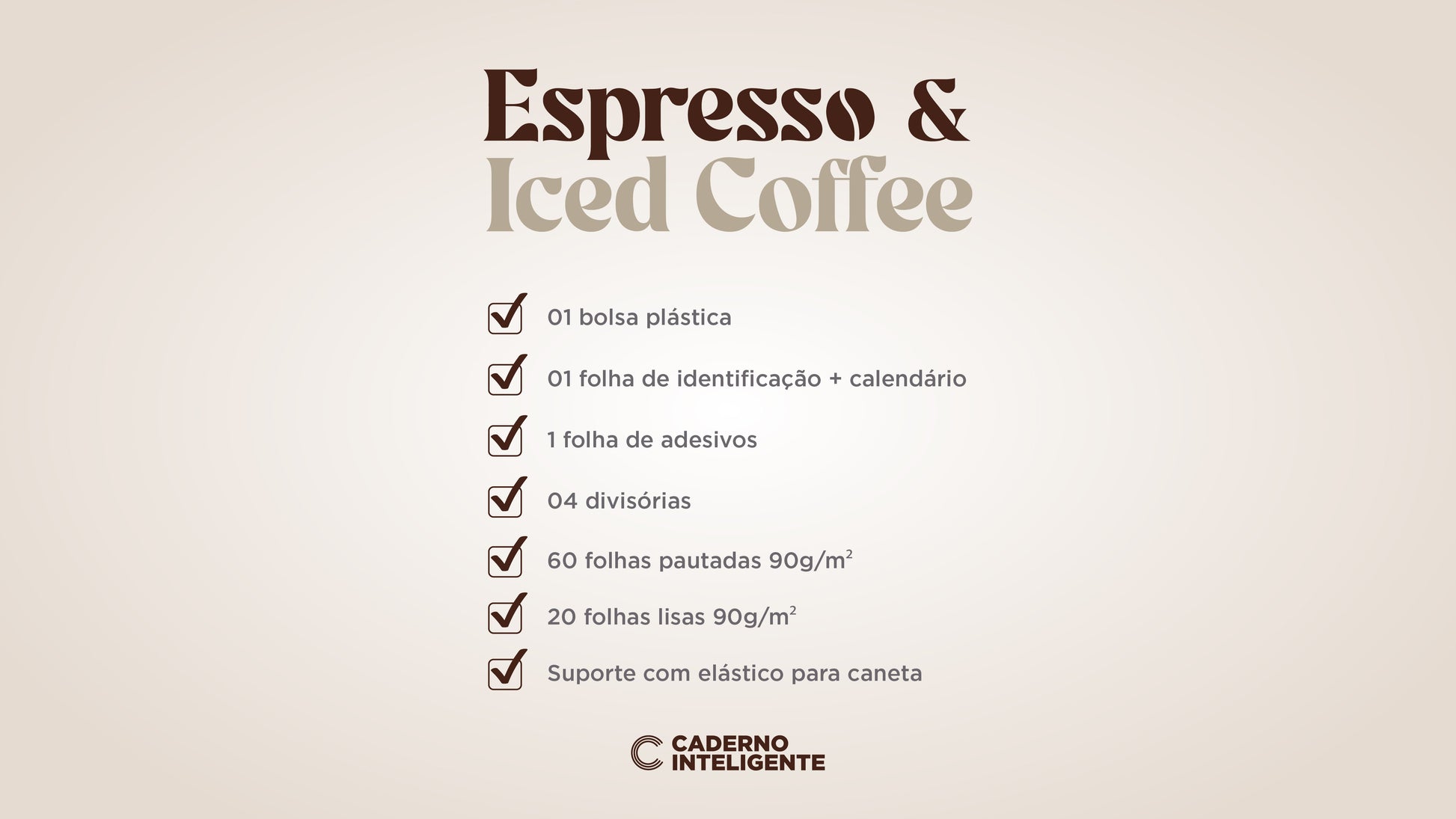 Espresso & Iced Coffee, checklist de itens.