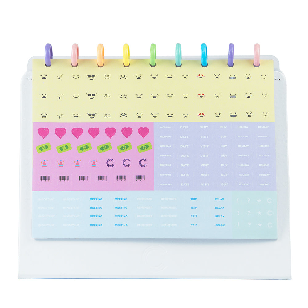 Folha de adesivos do Planner de Mesa White, médio.
