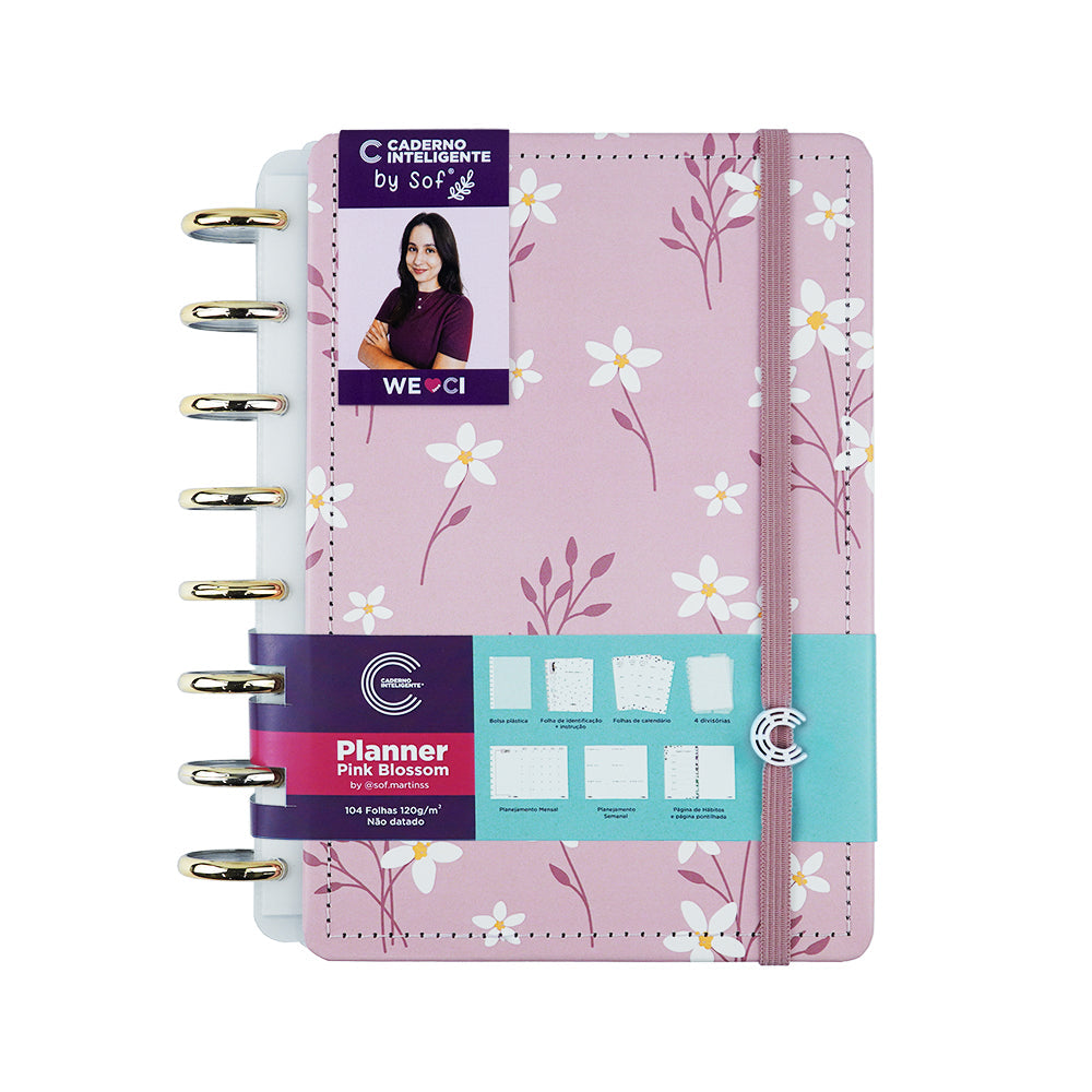 Planner Pink  Blossom by Sof Martins Caderno Inteligente ®