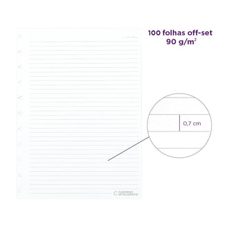 REFIL 100 FOLHAS PAUTADAS GRANDE Caderno Inteligente Lojista