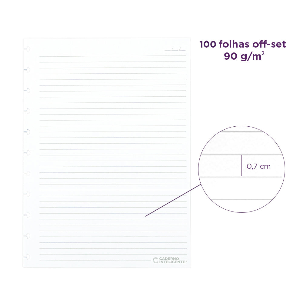 REFIL 100 FOLHAS PAUTADAS GRANDE Caderno Inteligente Lojista