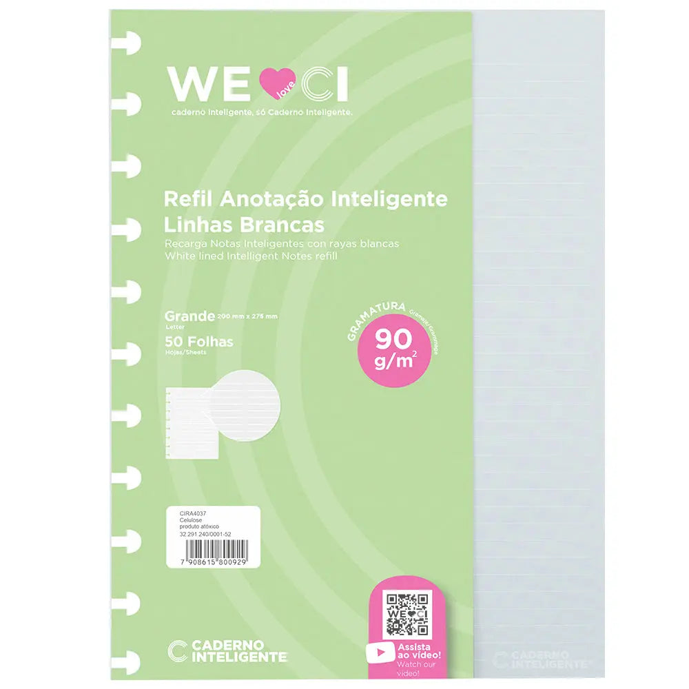 REFIL ANOTAÇÃO INTELIGENTE LINHA BRANCA | DUAS COLUNAS Caderno Inteligente ®