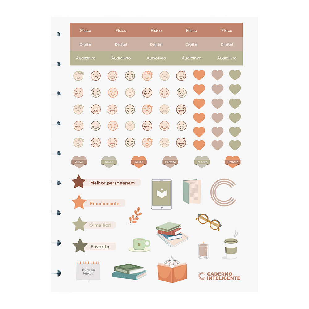 Folha de adesivos do Refil Leitura.