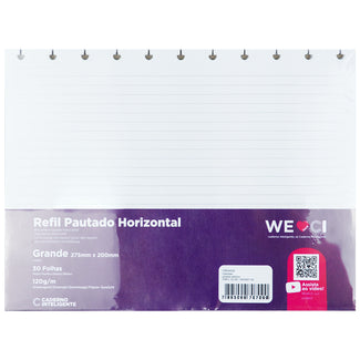 Pacote de Refil Pautado Horizontal, tamanho grande.