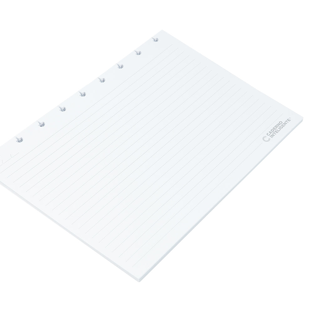 Refil pautado horizontal, pilhado.