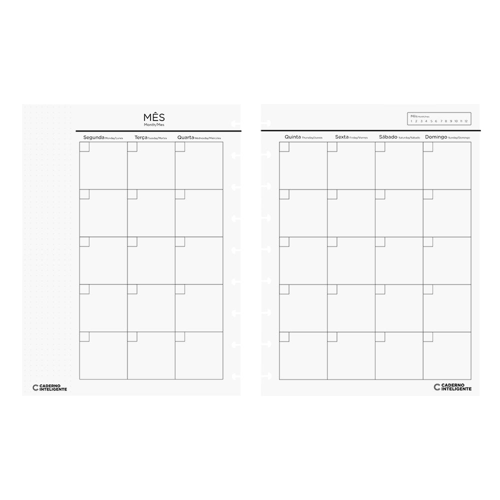 Refil planner casual, tamanho médio.