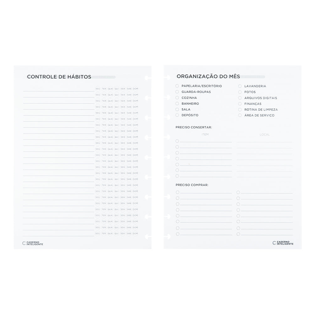 Controle de hábitos e organização do mês.