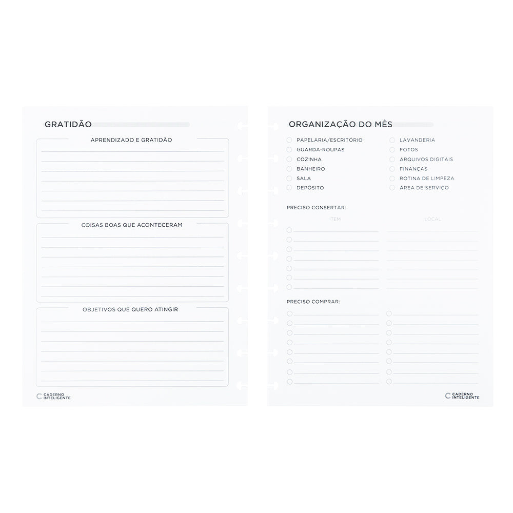Gratidão e organização do mês.