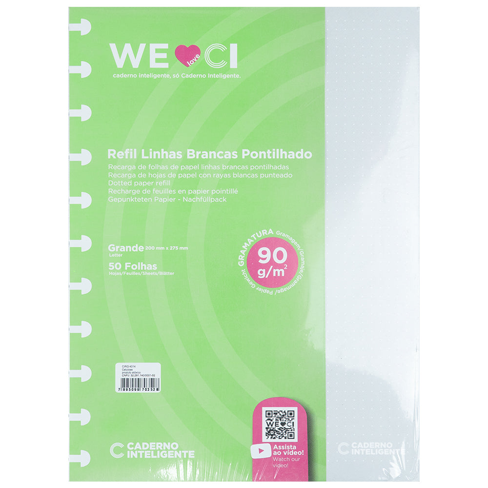 Refil Linhas Brancas Pontilhado