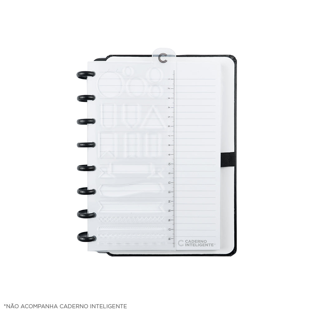 Régua Stencil Inspiradora acoplada ao Caderno Inteligente.