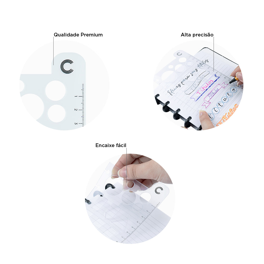 Régua Stencil Inspiradora: qualidade premium, alta precisão, encaixe fácil.