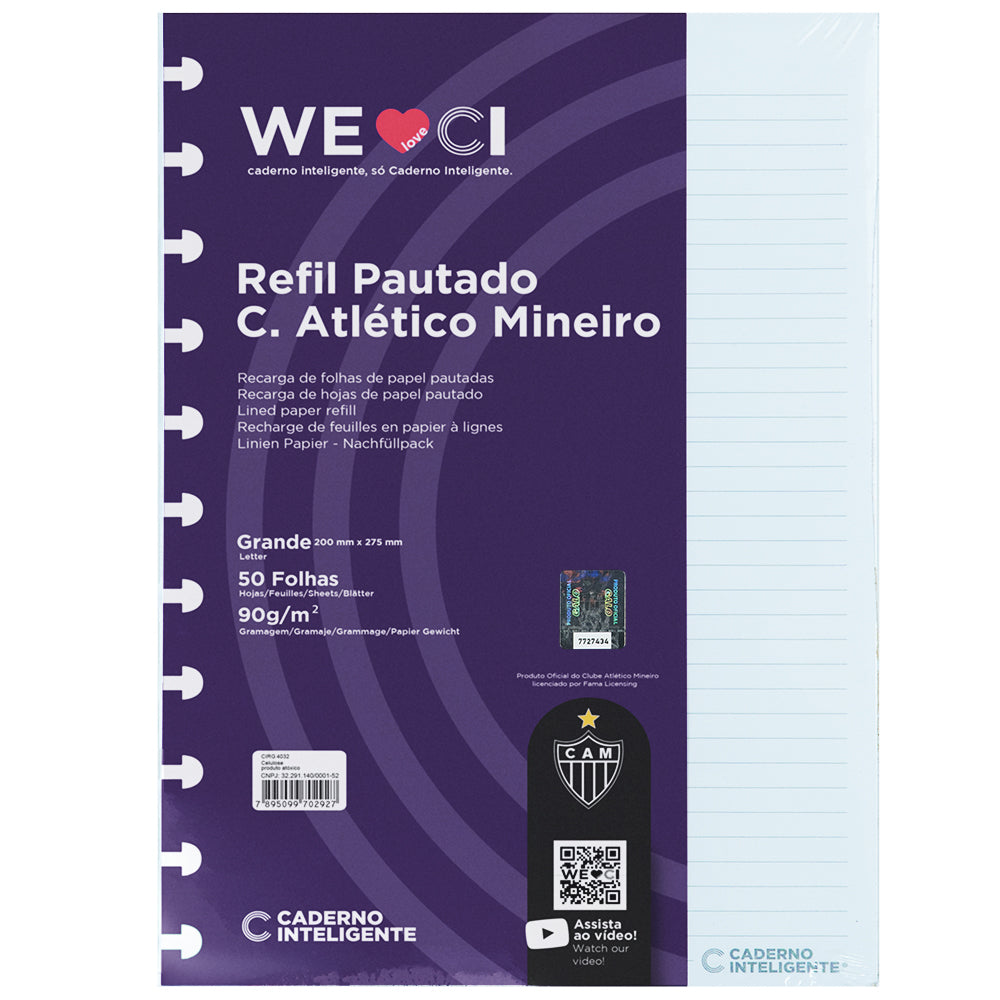 Refil Pautado Atlético Mineiro Caderno Inteligente ®