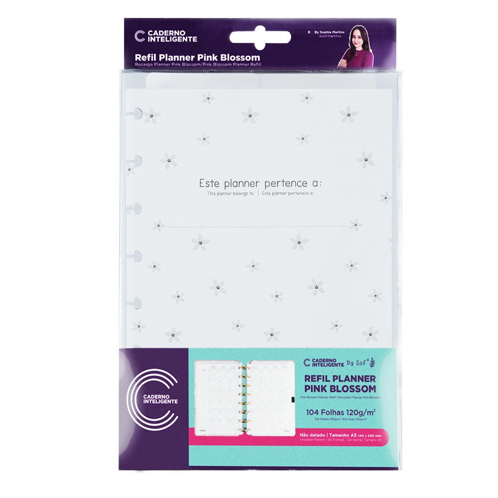 Refil Planner Pink Blossom by Sof Caderno Inteligente ®