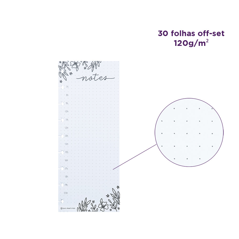 30 folhas off-set, 120 gramas por metro quadrado.